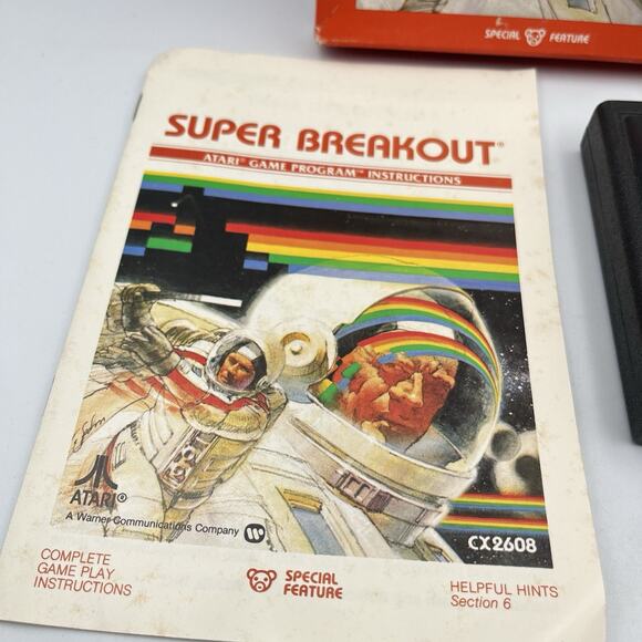 Super Breakout (Atari 2600, 1978) CIB Video Game w/box & manual TESTED - Picture 3 of 6